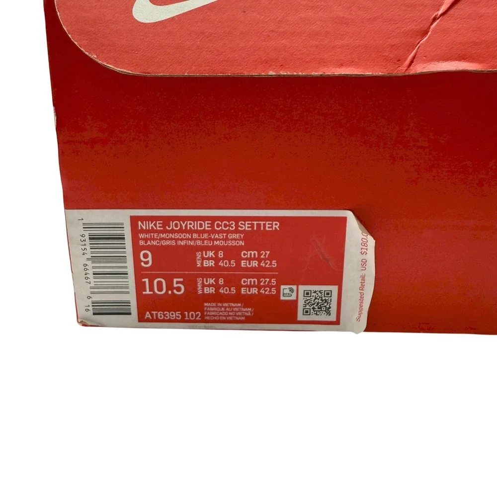 Nike Joyride CC3 Setter Running Shoes White Red‎ Gray Men Size 9 AT6395-101